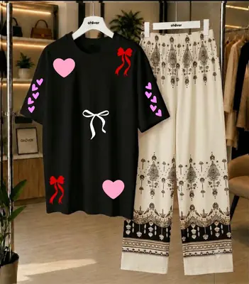 2 Pcs Women's Stitched Cotton Jersey Printed Night Suit