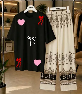 2 Pcs Women's Stitched Cotton Jersey Printed Night Suit