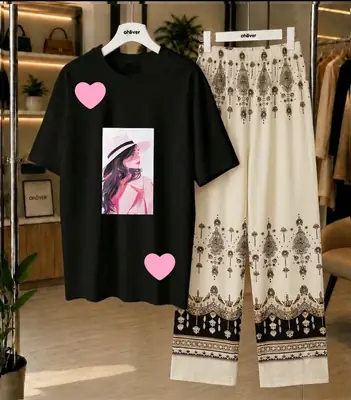 2 Pcs Women's Stitched Cotton Jersey Printed Night Suit