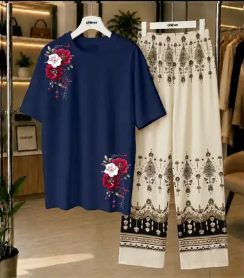 2 Pcs Women's Stitched Cotton Jersey Printed Night Suit