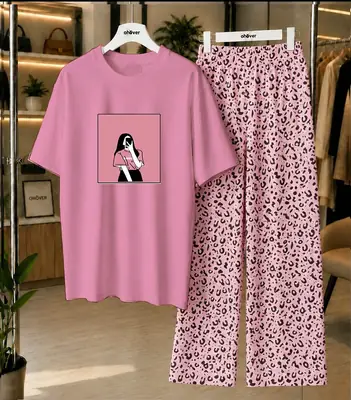 2 Pcs Women's Stitched Cotton Jersey Printed Night Suit