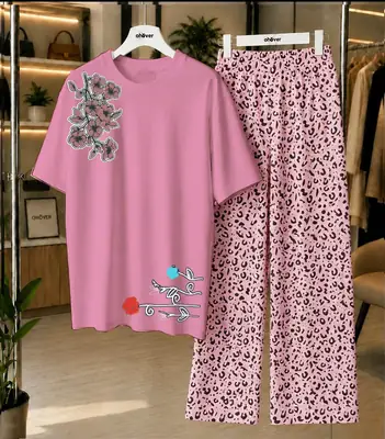 2 Pcs Women's Stitched Cotton Jersey Printed Night Suit