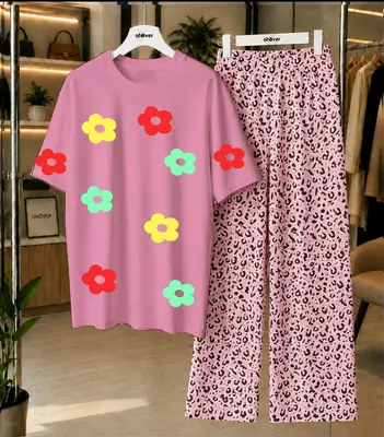 2 Pcs Women's Stitched Cotton Jersey Printed Night Suit