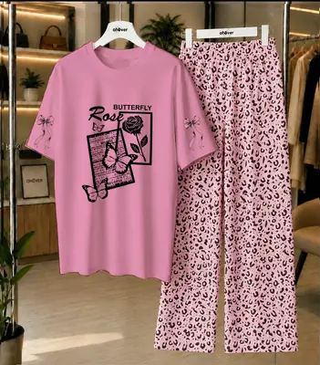 2 Pcs Women's Stitched Cotton Jersey Printed Night Suit thumbnail 4