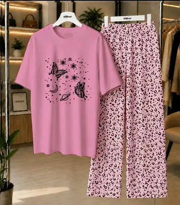 2 Pcs Women's Stitched Cotton Jersey Printed Night Suit