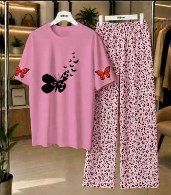 2 Pcs Women's Stitched Cotton Jersey Printed Night Suit
