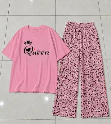 2 Pcs Women's Stitched Cotton Jersey Printed Night Suit thumbnail 3