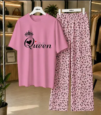 2 Pcs Women's Stitched Cotton Jersey Printed Night Suit thumbnail 4