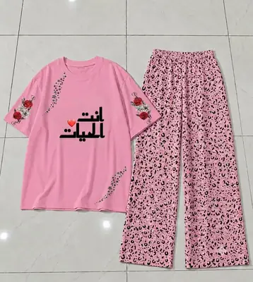 2 Pcs Women's Stitched Cotton Jersey Printed Night Suit thumbnail 3