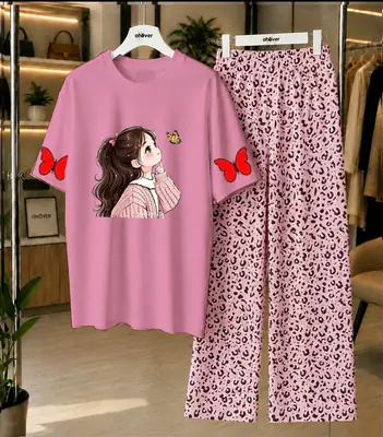 2 Pcs Women's Stitched Cotton Jersey Printed Night Suit