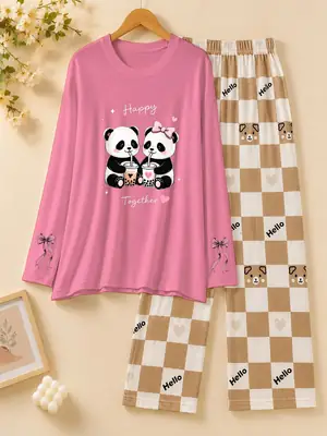 2 Pcs Women's Stitched Jersey Printed Night Suit thumbnail 3