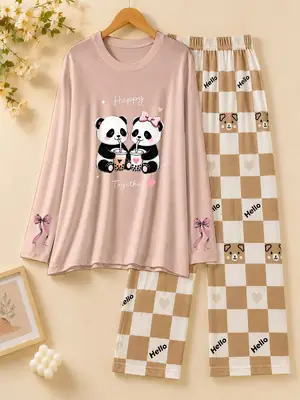 2 Pcs Women's Stitched Jersey Printed Night Suit