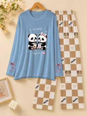 2 Pcs Women's Stitched Jersey Printed Night Suit thumbnail 3