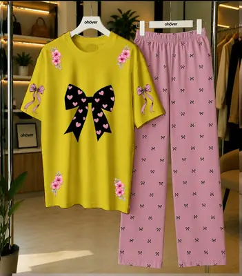 2 Pcs Women's Stitched Cotton Jersey Printed Night Suit