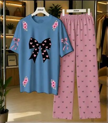 2 Pcs Women's Stitched Cotton Jersey Printed Night Suit