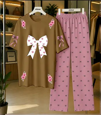 2 Pcs Women's Stitched Cotton Jersey Printed Night Suit