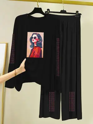 2 Pcs Women's Stitched Cotton Jersey Printed Night Suit