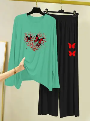 2 Pcs Women's Stitched Cotton Jersey Printed Night Suit