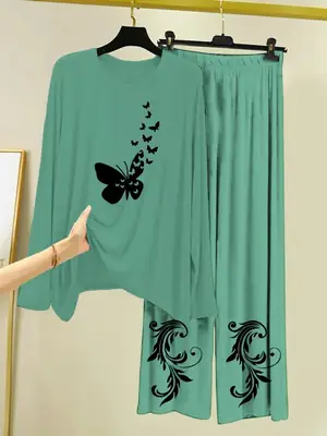 2 Pcs Women's Stitched Cotton Jersey Printed Night Suit