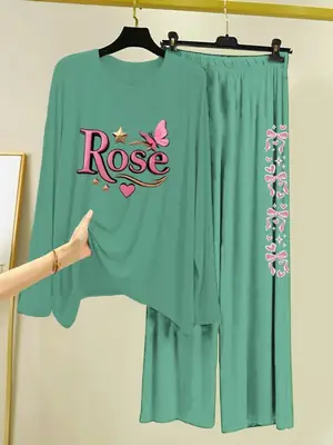 2 Pcs Women's Stitched Cotton Jersey Printed Night Suit