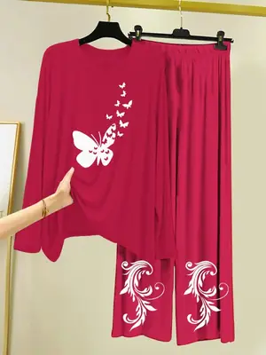 2 Pcs Women's Stitched Cotton Jersey Printed Night Suit