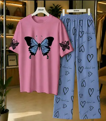 2 Pcs Women's Stitched Cotton Jersey Printed Night Suit