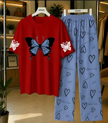 2 Pcs Women's Stitched Cotton Jersey Printed Night Suit