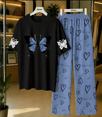 2 Pcs Women's Stitched Cotton Jersey Printed Night Suit