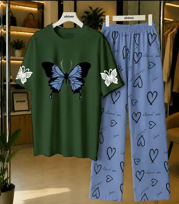 2 Pcs Women's Stitched Cotton Jersey Printed Night Suit