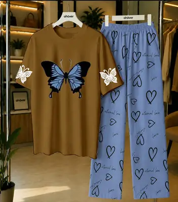 2 Pcs Women's Stitched Cotton Jersey Printed Night Suit