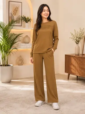 2 Pcs Women's Stitched Jersey Plain Night Suit