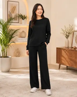 2 Pcs Women's Stitched Jersey Plain Night Suit