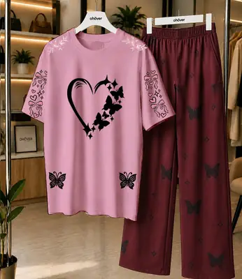 2 Pcs Women's Stitched Cotton Jersey Printed Night Suit