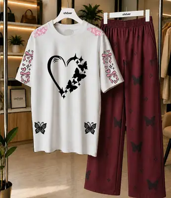 2 Pcs Women's Stitched Cotton Jersey Printed Night Suit