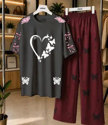 2 Pcs Women's Stitched Cotton Jersey Printed Night Suit