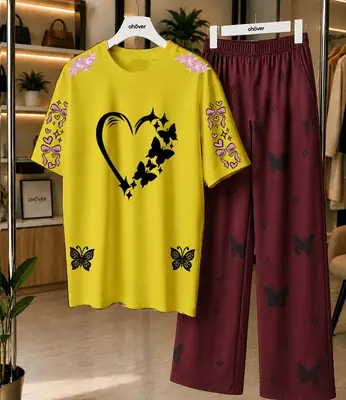 2 Pcs Women's Stitched Cotton Jersey Printed Night Suit