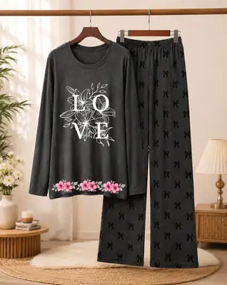 2 Pcs Women's Stitched Cotton Jersey Printed Night Suit