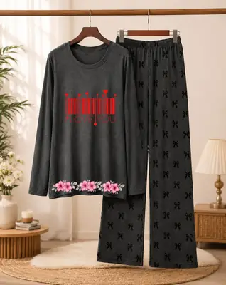 2 Pcs Women's Stitched Cotton Jersey Printed Night Suit