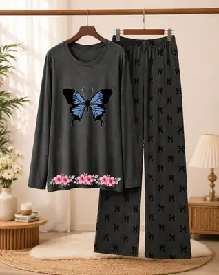 2 Pcs Women's Stitched Cotton Jersey Printed Night Suit