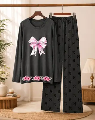 2 Pcs Women's Stitched Cotton Jersey Printed Night Suit