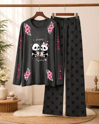 2 Pcs Women's Stitched Cotton Jersey Printed Night Suit