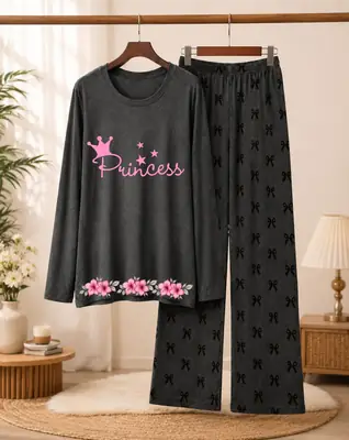2 Pcs Women's Stitched Cotton Jersey Printed Night Suit