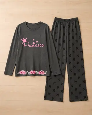 2 Pcs Women's Stitched Cotton Jersey Printed Night Suit thumbnail 2