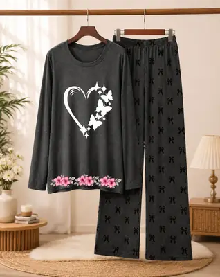 2 Pcs Women's Stitched Cotton Jersey Printed Night Suit