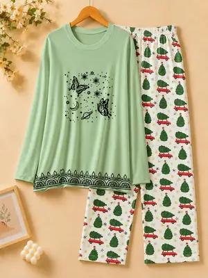 2 Pcs Women's Stitched Cotton Jersey Printed Night Suit