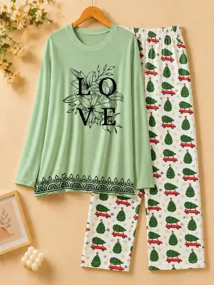 2 Pcs Women's Stitched Cotton Jersey Printed Night Suit thumbnail 3