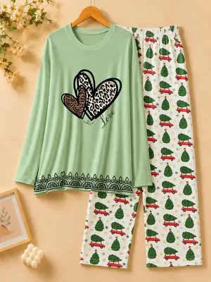 2 Pcs Women's Stitched Cotton Jersey Printed Night Suit thumbnail 3