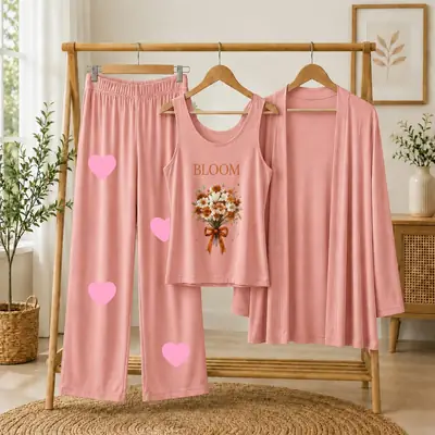 3 Pcs Women's Stitched Jersey Printed Night Suit thumbnail 3