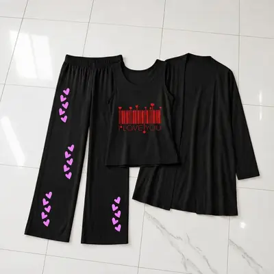 3 Pcs Women's Stitched Jersey Printed Night Suit thumbnail 2