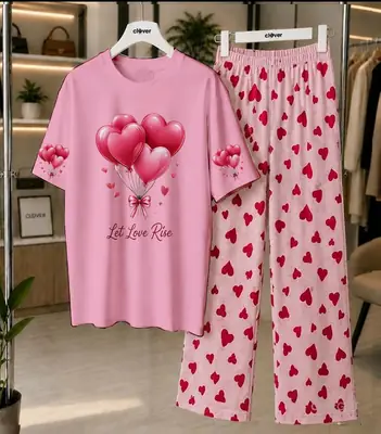 2 Pcs Women's Stitched Cotton Jersey Printed Night Suit